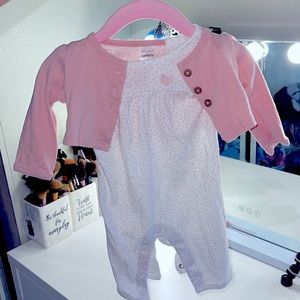 NB Carters one piece with cardigan.